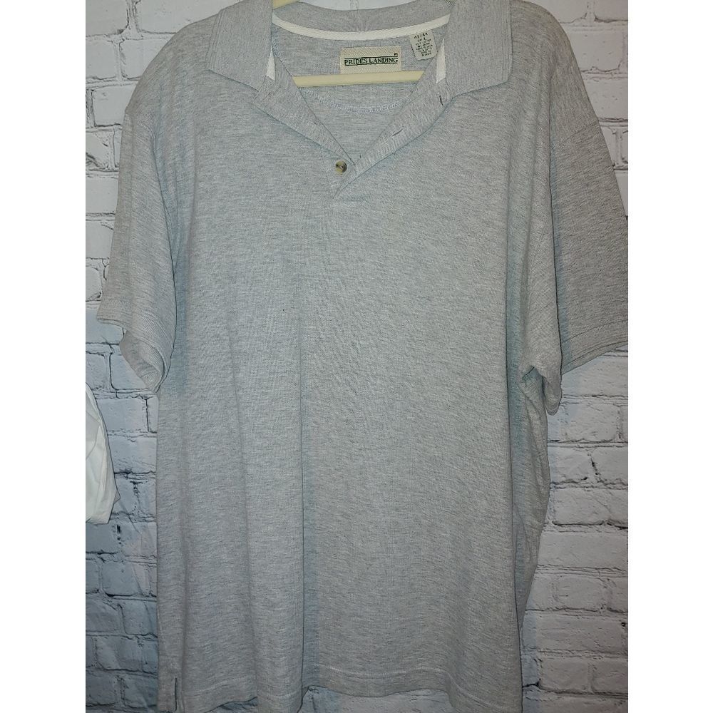 Pride's Landing VINTAGE Men's Size 42/44 Large Grey Short Sleeve Polo Shirt.